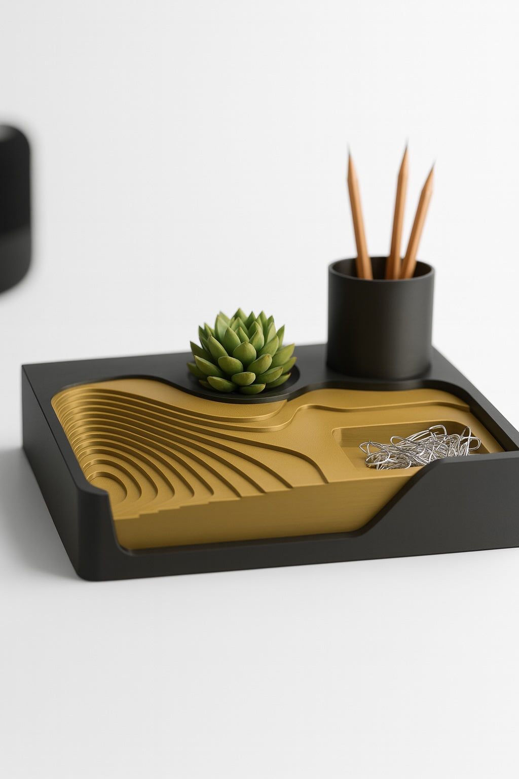 ContourDock – Modern Sculpted Desk Organizer with Multi-Slot Insert