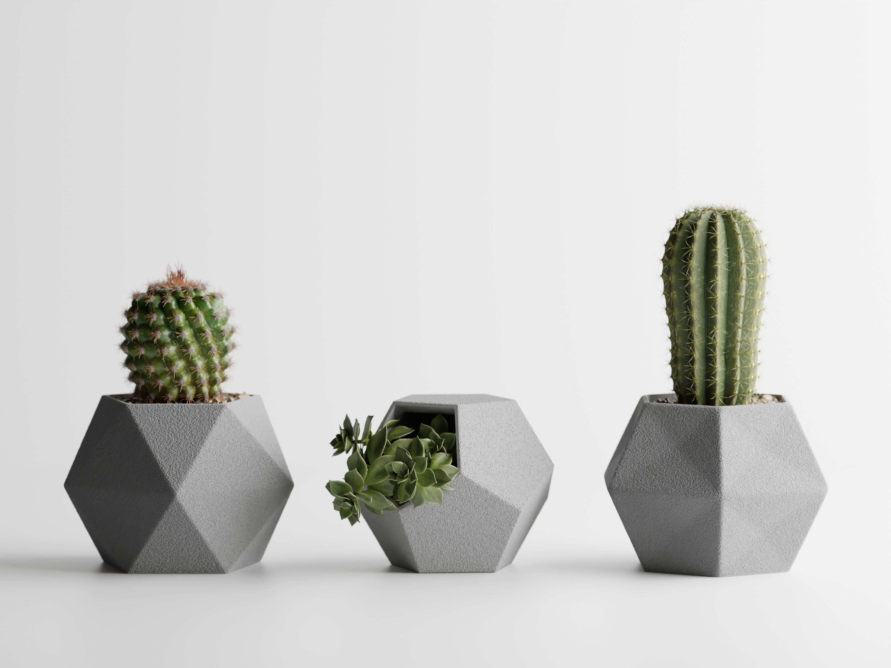 GeoTrio – Set of 3 Geometric Decorative Plant Pots