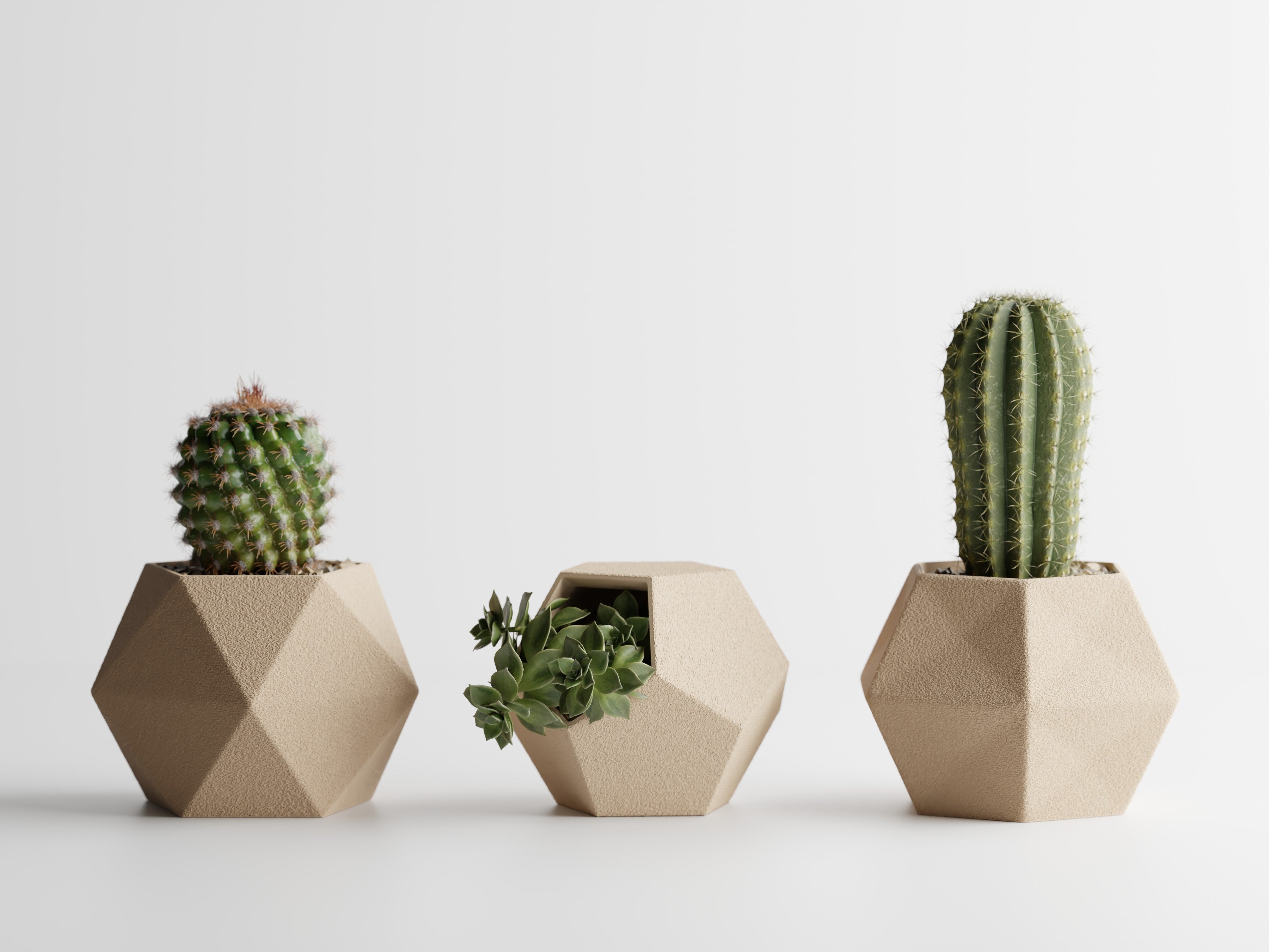 GeoTrio – Set of 3 Geometric Decorative Plant Pots