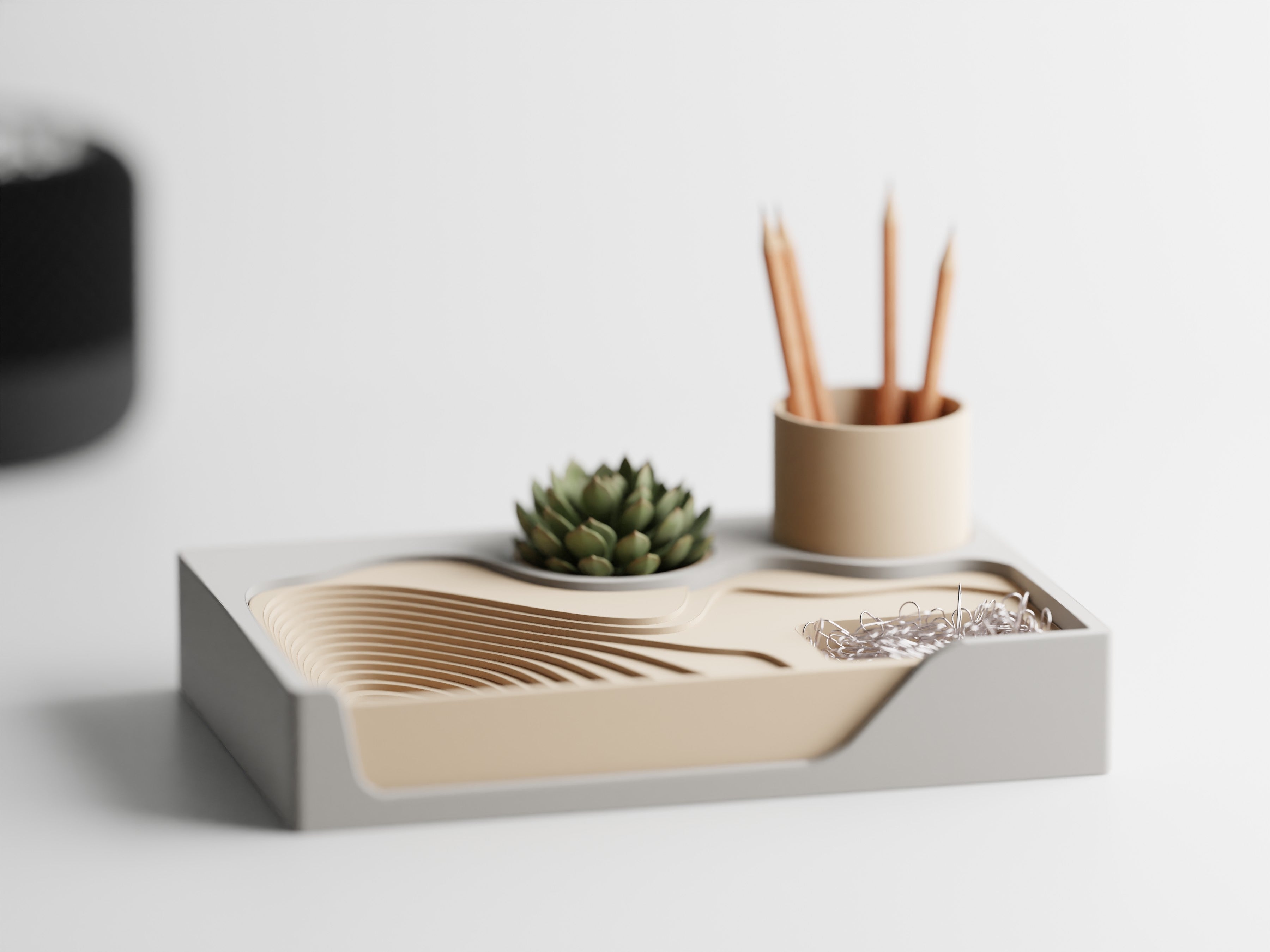 ContourDock – Modern Sculpted Desk Organizer with Multi-Slot Insert
