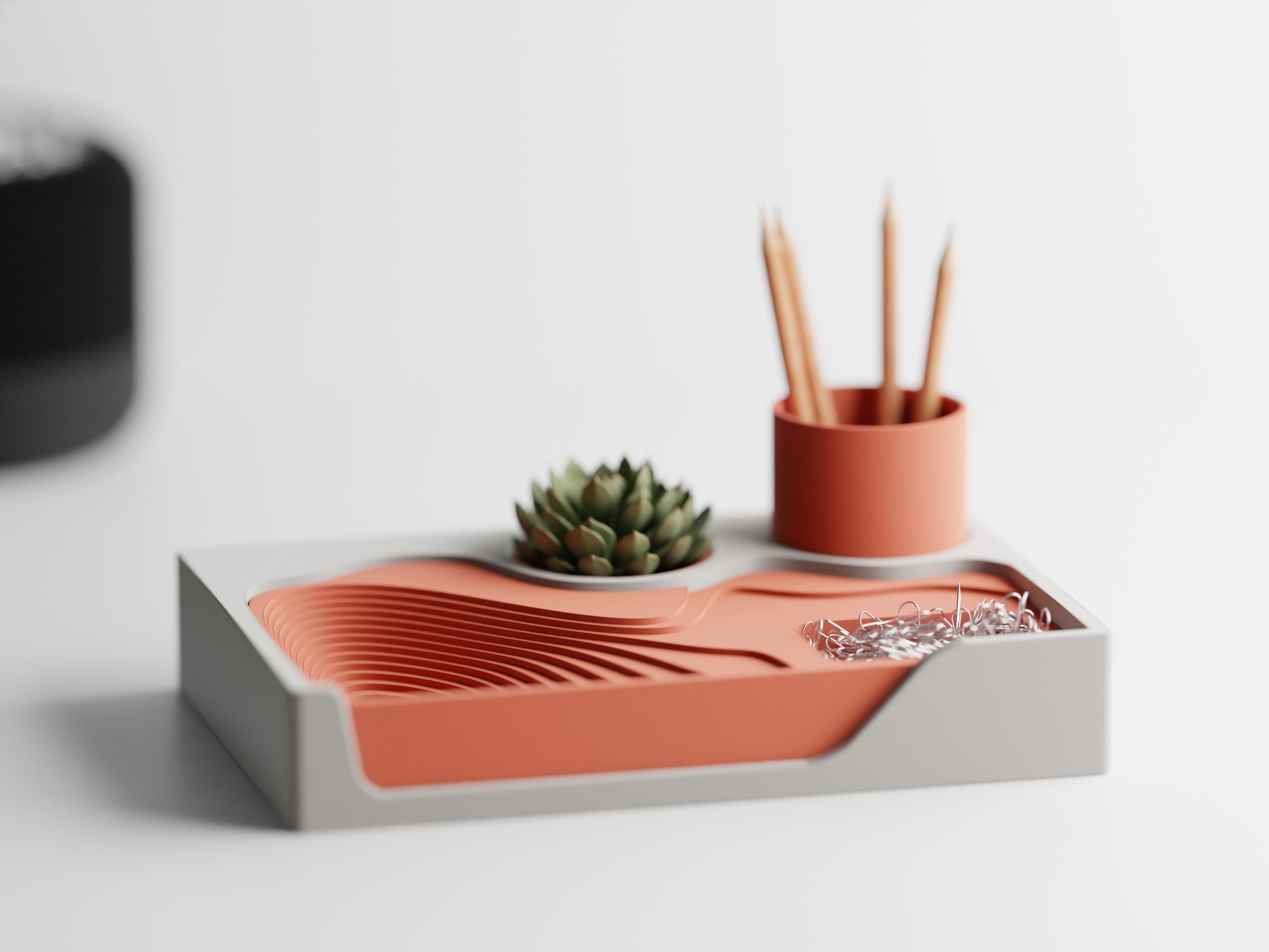 ContourDock – Modern Sculpted Desk Organizer with Multi-Slot Insert