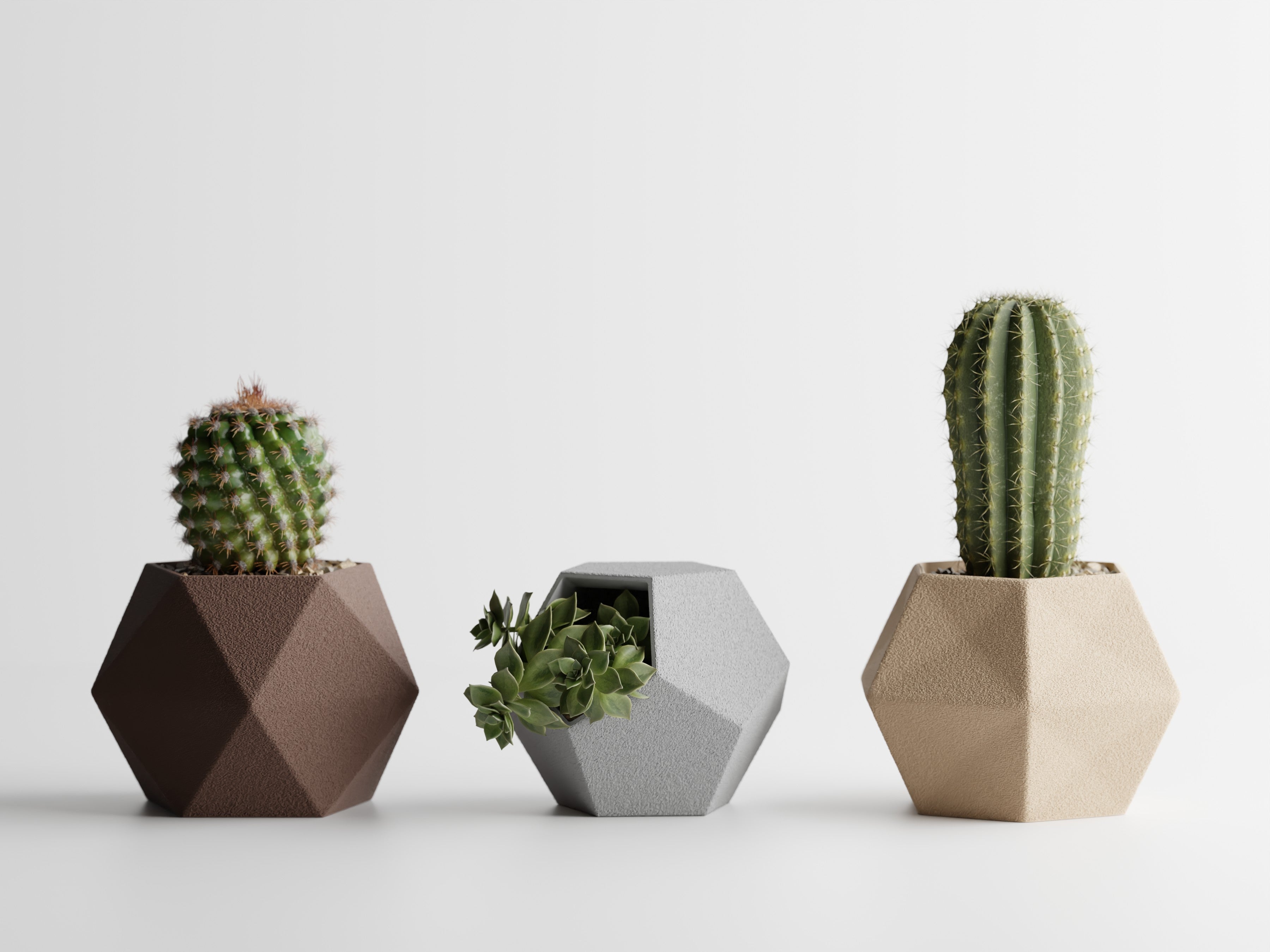 GeoTrio – Set of 3 Geometric Decorative Plant Pots