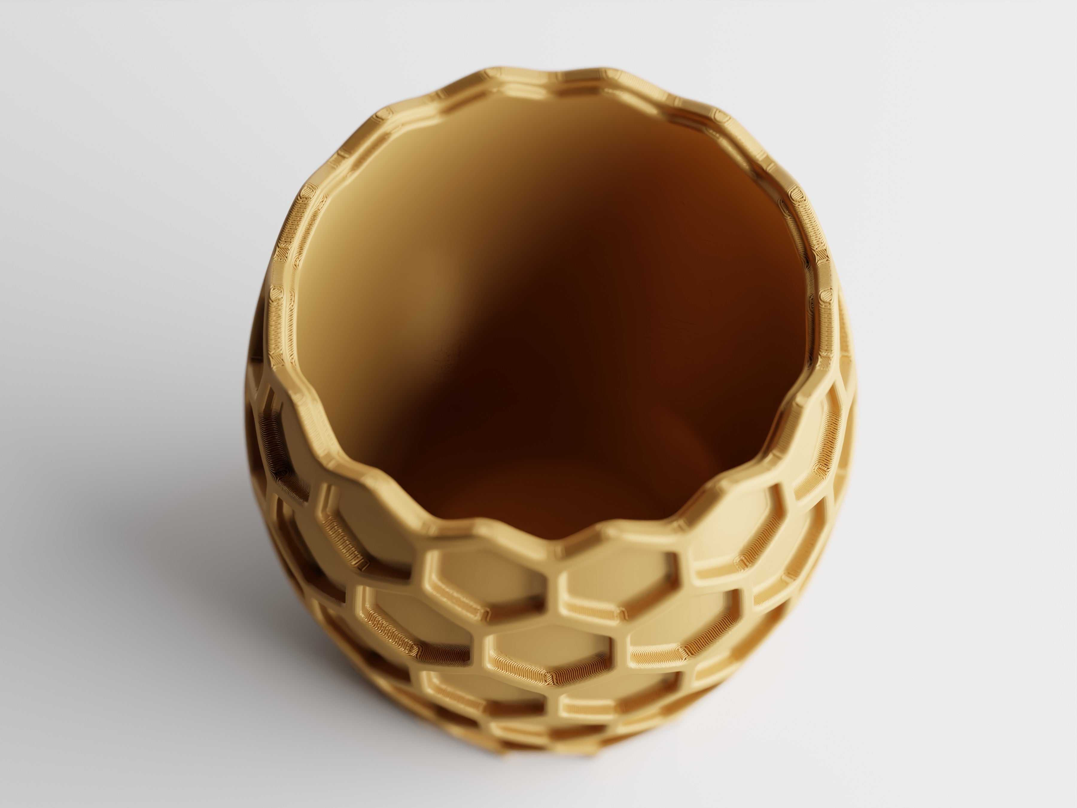 Beehavia honeycomb sculptural planter with hexagonal relief and geometric silhouette, modern indoor decor
