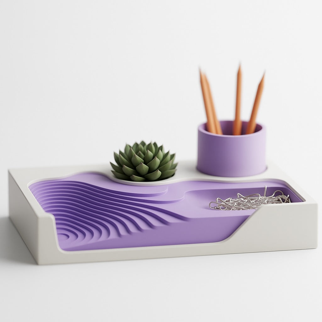 ContourDock – Modern Sculpted Desk Organizer with Multi-Slot Insert