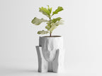 Concrete Texture Indoor Planter with Wood Grain Stand, 3D Printed Indoor Plant Pot, Succulent Pot, Modern Home Decor, Plant Lover Gift