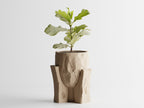 Concrete Texture Indoor Planter with Wood Grain Stand, 3D Printed Indoor Plant Pot, Succulent Pot, Modern Home Decor, Plant Lover Gift