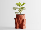 Concrete Texture Indoor Planter with Wood Grain Stand, 3D Printed Indoor Plant Pot, Succulent Pot, Modern Home Decor, Plant Lover Gift