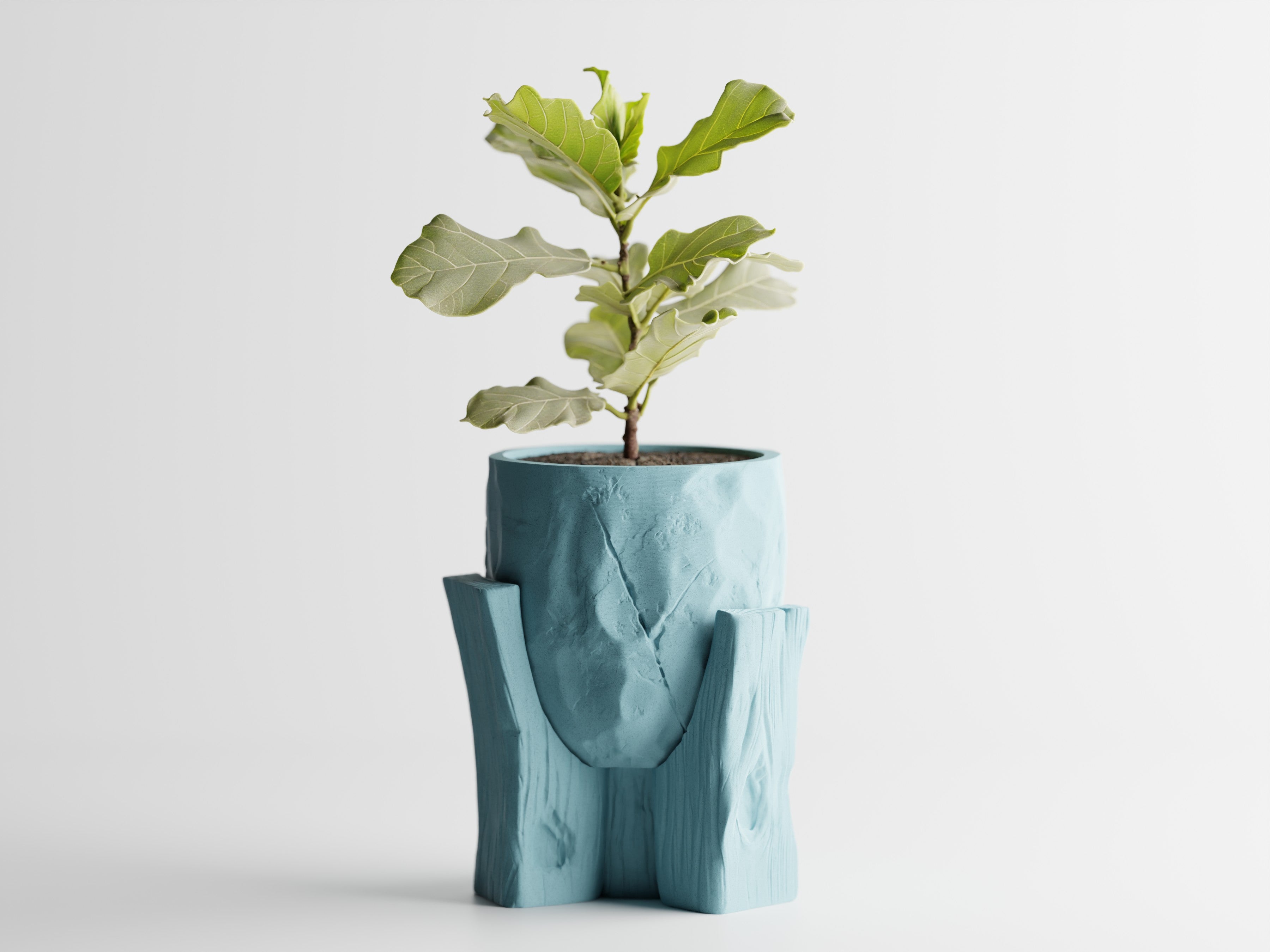 Concrete Texture Indoor Planter with Wood Grain Stand, 3D Printed Indoor Plant Pot, Succulent Pot, Modern Home Decor, Plant Lover Gift