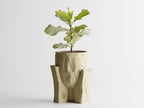 Concrete Texture Indoor Planter with Wood Grain Stand, 3D Printed Indoor Plant Pot, Succulent Pot, Modern Home Decor, Plant Lover Gift