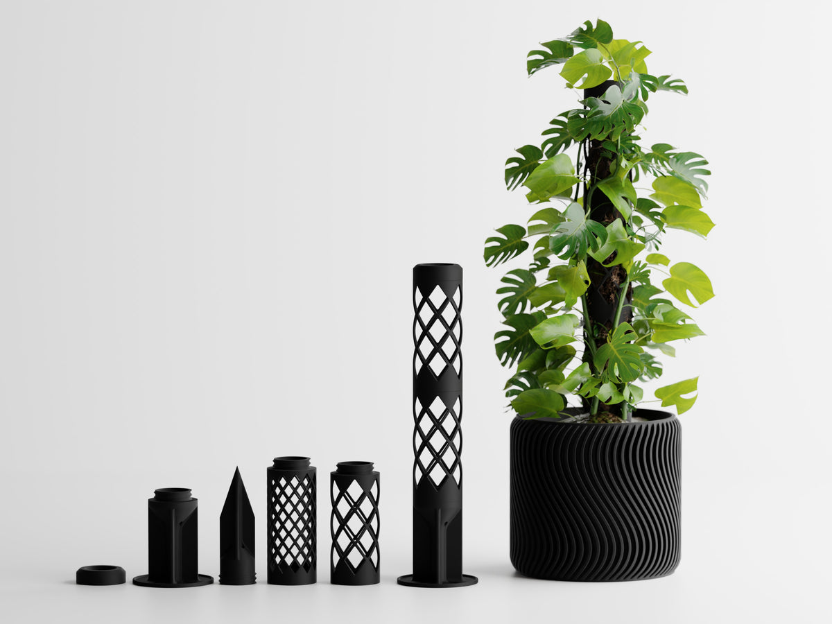 GrowPillar modular moss pole for Monstera, Pothos and Philodendron climbing plants Black