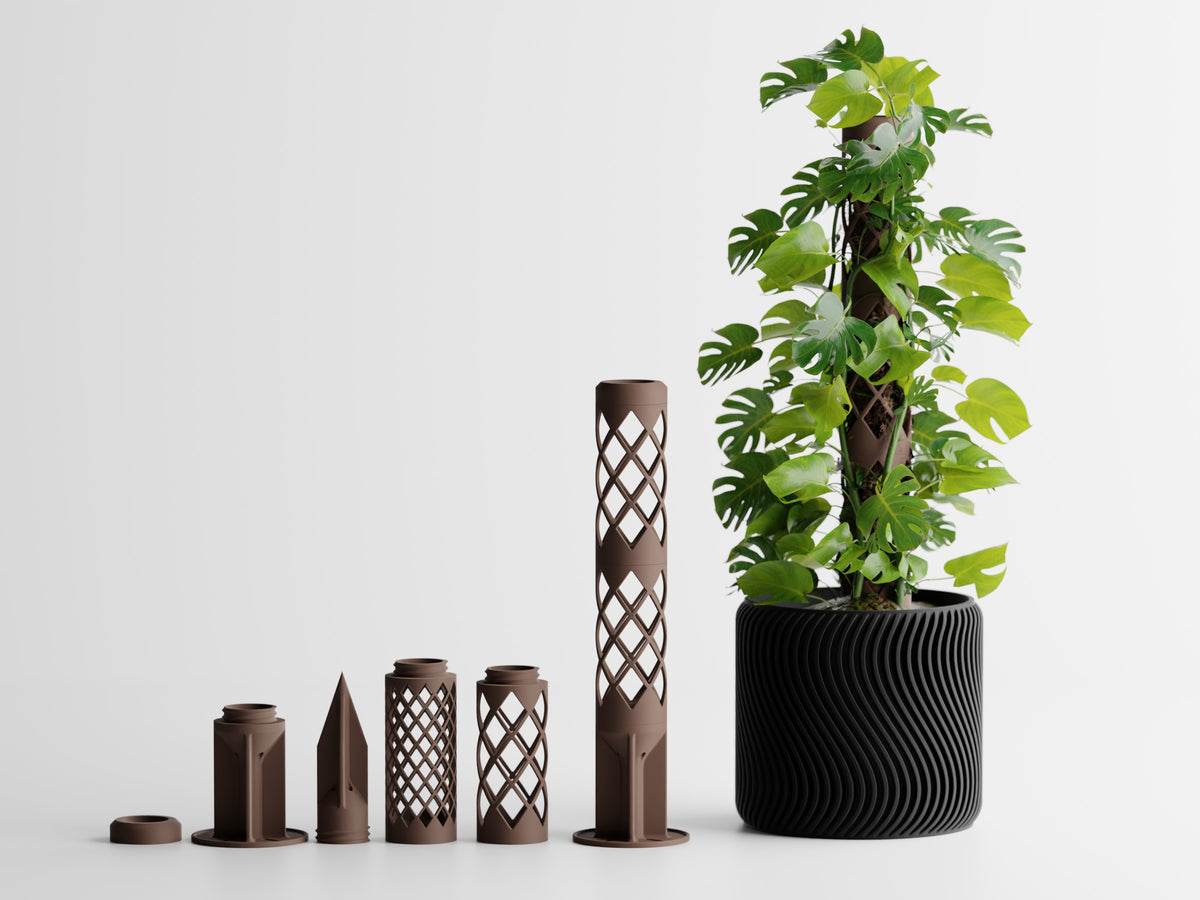 GrowPillar modular moss pole for Monstera, Pothos and Philodendron climbing plants Brown