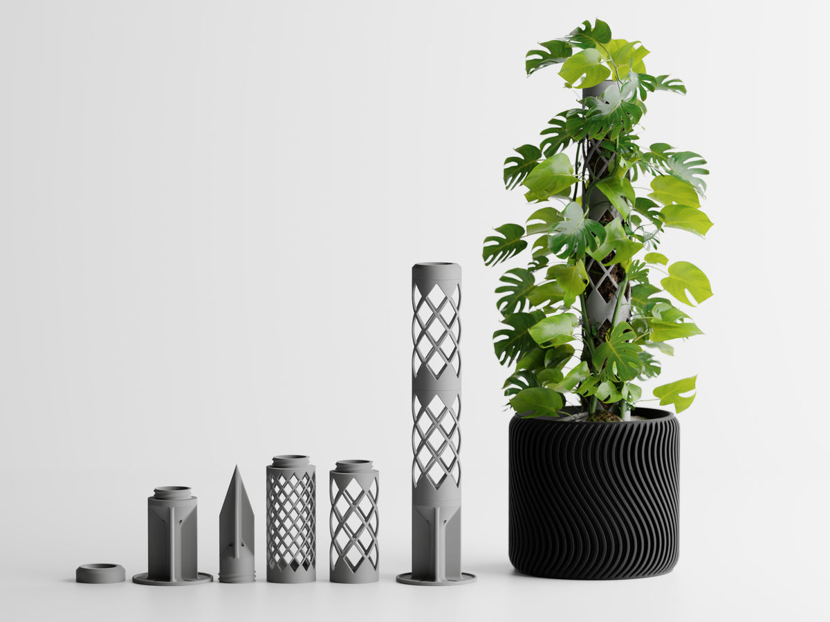 GrowPillar modular moss pole for Monstera, Pothos and Philodendron climbing plants Grey