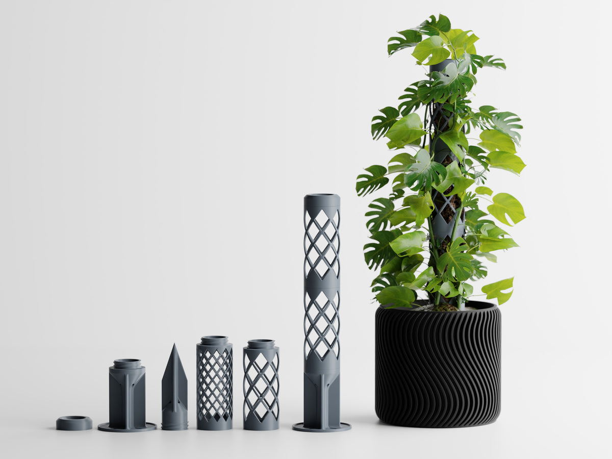 GrowPillar modular moss pole for Monstera, Pothos and Philodendron climbing plants Grey