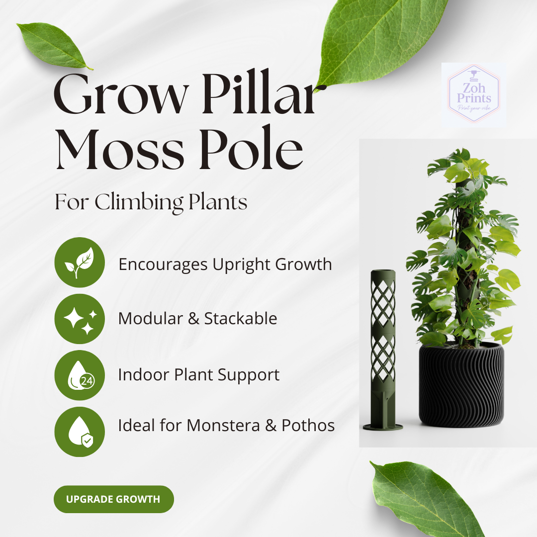 GrowPillar modular moss pole for Monstera, Pothos and Philodendron climbing plants - Information