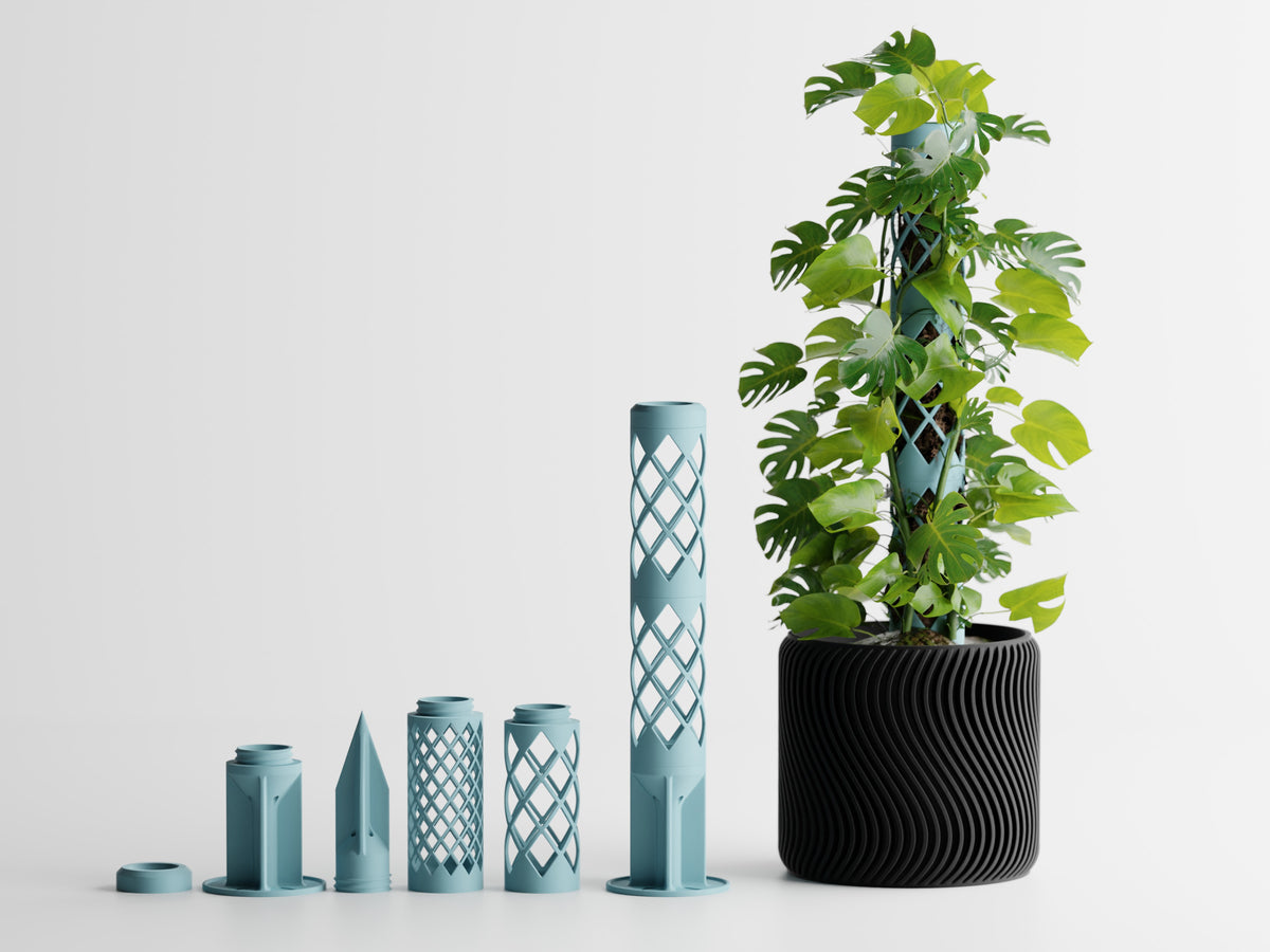 GrowPillar modular moss pole for Monstera, Pothos and Philodendron climbing plants Light Blue