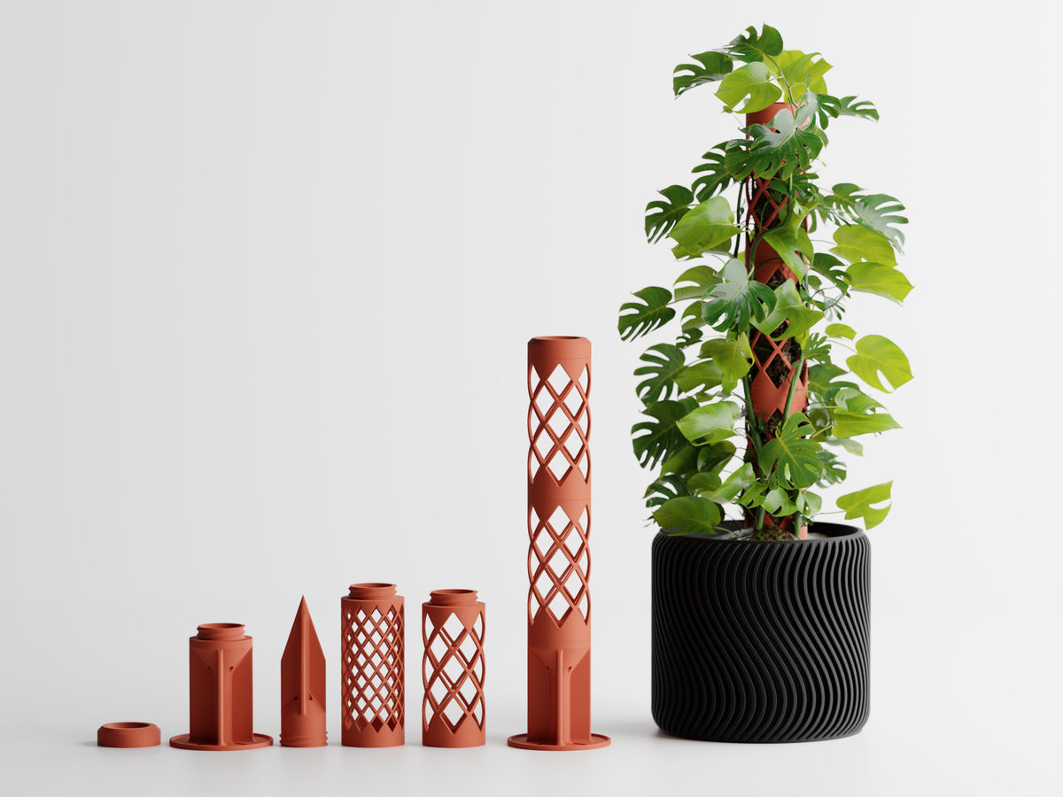 GrowPillar modular moss pole for Monstera, Pothos and Philodendron climbing plants Orange