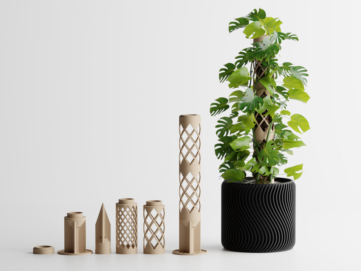 GrowPillar modular moss pole for Monstera, Pothos and Philodendron climbing plants Tan