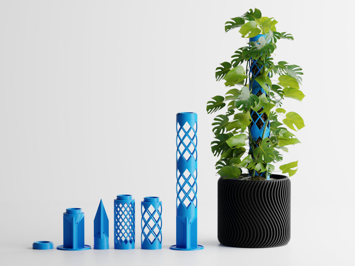 GrowPillar modular moss pole for Monstera, Pothos and Philodendron climbing plants Blue