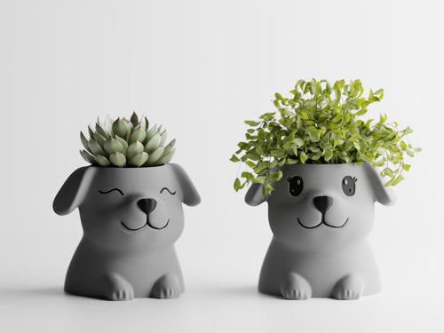 3D Printed Dog Planter: Puppy Succulent Pot