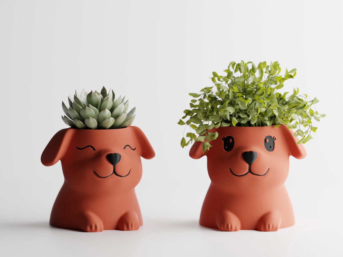 3D Printed Dog Planter: Puppy Succulent Pot